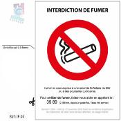 AUTOCOLLANT INTERDIT DE FUMER - AFFICHAGE ENTREPRISE LIEU PUBLIC - A6 - A5 - A4 - A3 - INTERDICTION DE FUMER IF-03