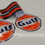 GULF OIL STICKER Ø 3 à 120 cm effet Usé Racing Le mans herbie 53 cox SCRATCHED 2