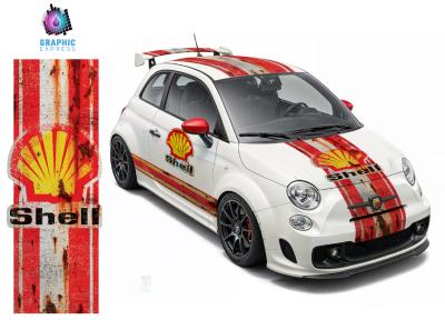 KIT DECO SHELL DESTROY RUSTY NEW STYLE  FIAT 500 ABARTH - STICKERS - Le Mans Stripe UNIVERSEL : adaptable tout type véhicule Type Martini Gulf Castrol