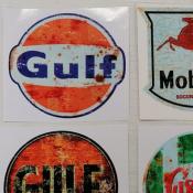 GULF OIL STICKER Ø 3 à 120 cm effet Usé Racing Le mans herbie 53 cox SCRATCHED 2