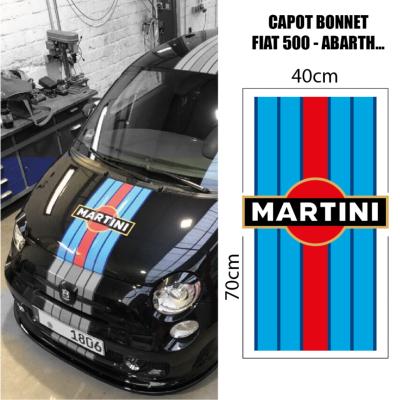 BONNET MARTINI  FIAT 500 ABARTH STICKER CAPOT... Autocollant Racing Le Mans UNIVERSEL F5CAP-LARG