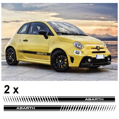 2 Bandes Bas de caisse compatible FIAT 500 ABARTH Autocollants Stickers Plusieurs couleurs