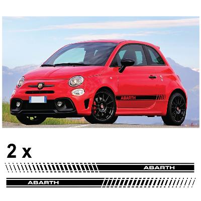 2 Bandes Bas de caisse compatible FIAT 500 ABARTH Autocollants Stickers Plusieurs couleurs