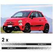 2 Bandes Bas de caisse compatible FIAT 500 ABARTH Autocollants Stickers Plusieurs couleurs