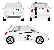 KIT STICKERS GRAND SCORPION pour FIAT 500 ABARTH bandes supérieures + capot toit ...