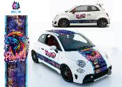 KIT DECO PURPLE 78 DESTROY RUSTY NEW STYLE  FIAT 500 ABARTH - STICKERS - Le Mans Stripe UNIVERSEL : adaptable tout type véhicule Type Martini Gulf Castrol