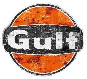 GULF OIL STICKER  3  120 cm effet Us Racing Le mans herbie 53 cox SCRATCHED 4