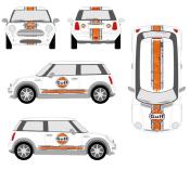 KIT DECO GULF MINI COOPER RS26 - Sticker Autocollant Racing Le Mans UNIVERSEL : adaptable tout type véhicule
