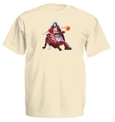 TEE SHIRT CUSTOM JEWELRY - BASKETBALL Jesus vs Devil - JULEUNIQUE COLLECTION  - CREAM NATURAL 