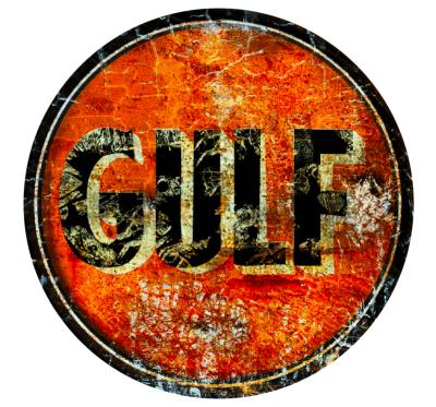GULF OIL STICKER Ø 3 à 120 cm effet Usé Racing Le mans herbie 53 cox SCRATCHED 1960-v3