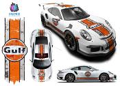 KIT GULF RACING scratch  stikers set compatible porsche carrera cayman boxster stickers set mustang le mans racing effets rouille rusted DST01
