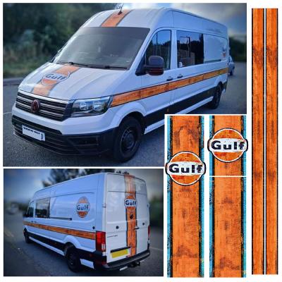 KIT DECO GULF  POUR VOLKSWAGEN CRAFTER - Sticker Autocollant  adaptable tout véhicule Racing Le Mans RALLYE