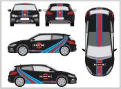 kit deco compatible avec Volkswagen scirocco - sticker autocollant racing le mans - large avec vague martini racing - Golf Cox New Beetle