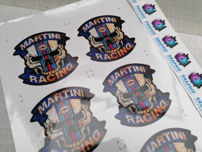 MARTINI SKULL RUSTEE STICKER Ø 3 à 120 cm effet Usé Racing Le mans herbie SCRATCHED 