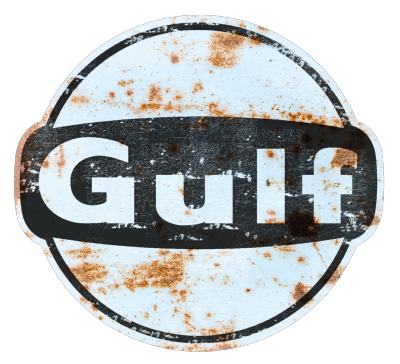 GULF OIL STICKER Ø 3 à 120 cm effet Usé Racing Le mans herbie 53 cox SCRATCHED 6